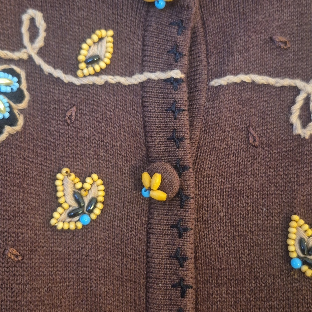 Berek by Takako Sakon Vintage Boho Cowgirl Beaded Cardigan & Tank Set XL - Picture 6 of 13